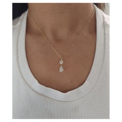 1.50 Ct Moissanite Necklace 925 Sterling Silver 2 Stone Round Shaped Necklace.