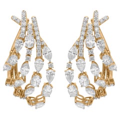 Pendientes de diamantes naturales multiforma SI/H de 4,6 quilates Joyas de oro amarillo de 14 quilates