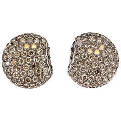 Boucheron Macaron Chocolate Diamond White Gold Stud Earrings