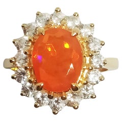 2,53cts. Orangefarbener Opalring. Sterlingsilber in 18 Karat vergoldet.