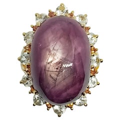 27,60cts Anillo estrella de rubí. Plata de ley chapada en oro de 18 quilates.
