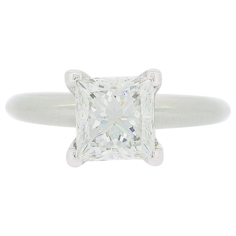 1.59 Carat Princess Cut Diamond Solitaire Engagement Ring