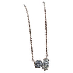 Marquise & Rundschliff Moissanit Halskette 925 Sterling Silber 2 Stein Halskette.