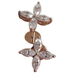 Moissanite Flower Stud Earrings 925 Sterling Silver Marquise Cut Moissanite Stud