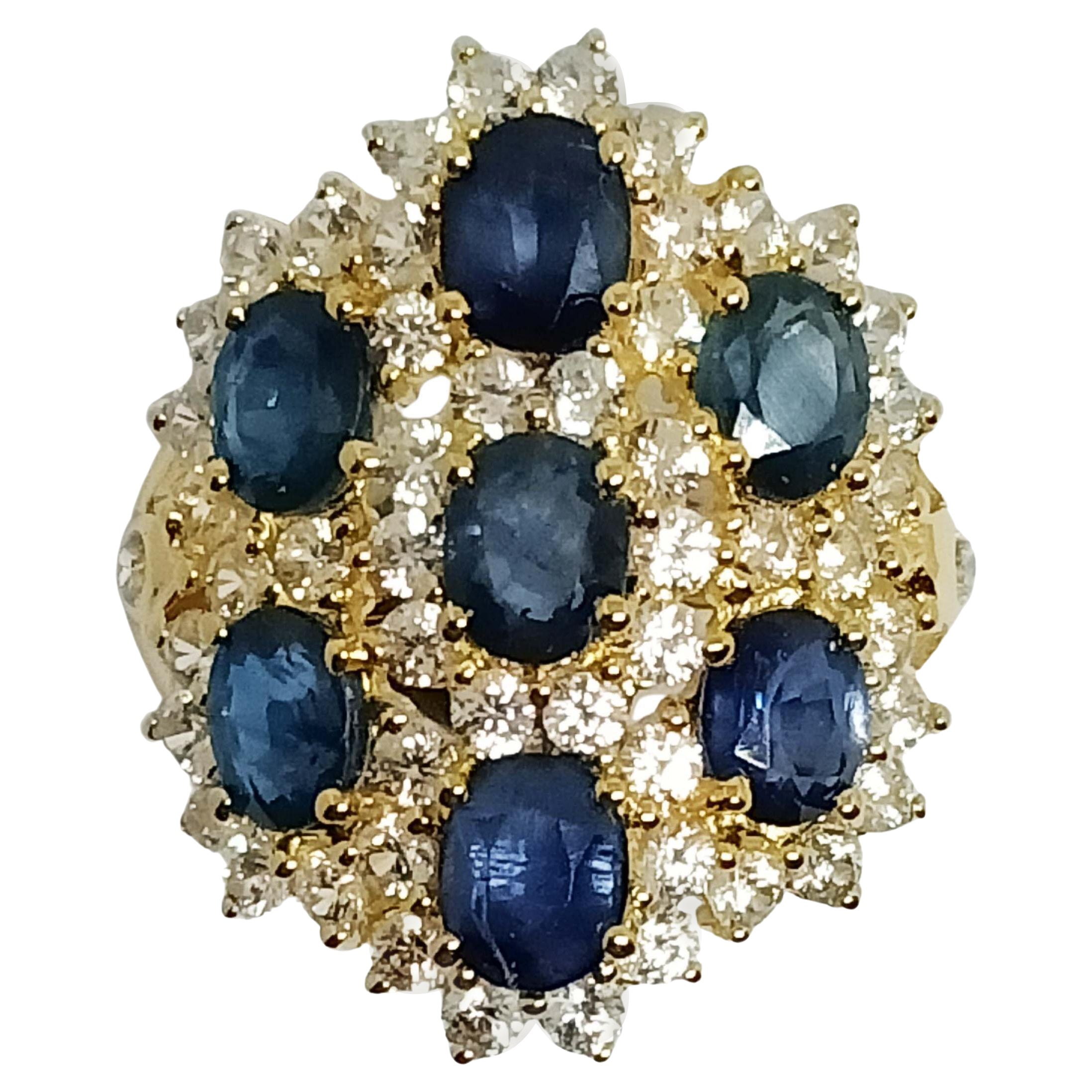 3.75cts. Blue sapphire ring.Sterling Silver in 18K Gold Plated