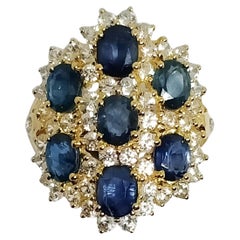 3,75cts. Blauer Saphirring. Sterlingsilber in 18 Karat vergoldetem Sterlingsilber
