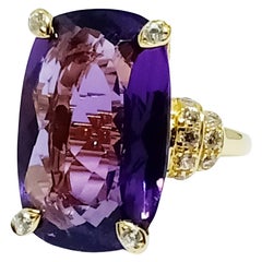 25,82cts. Amatista grande de plata chapada en oro de 18 quilates
