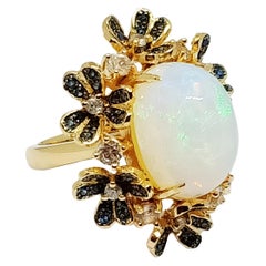 (Big ring)Opal flowers(10.80cts) 18K gold Plated Over sterling silver