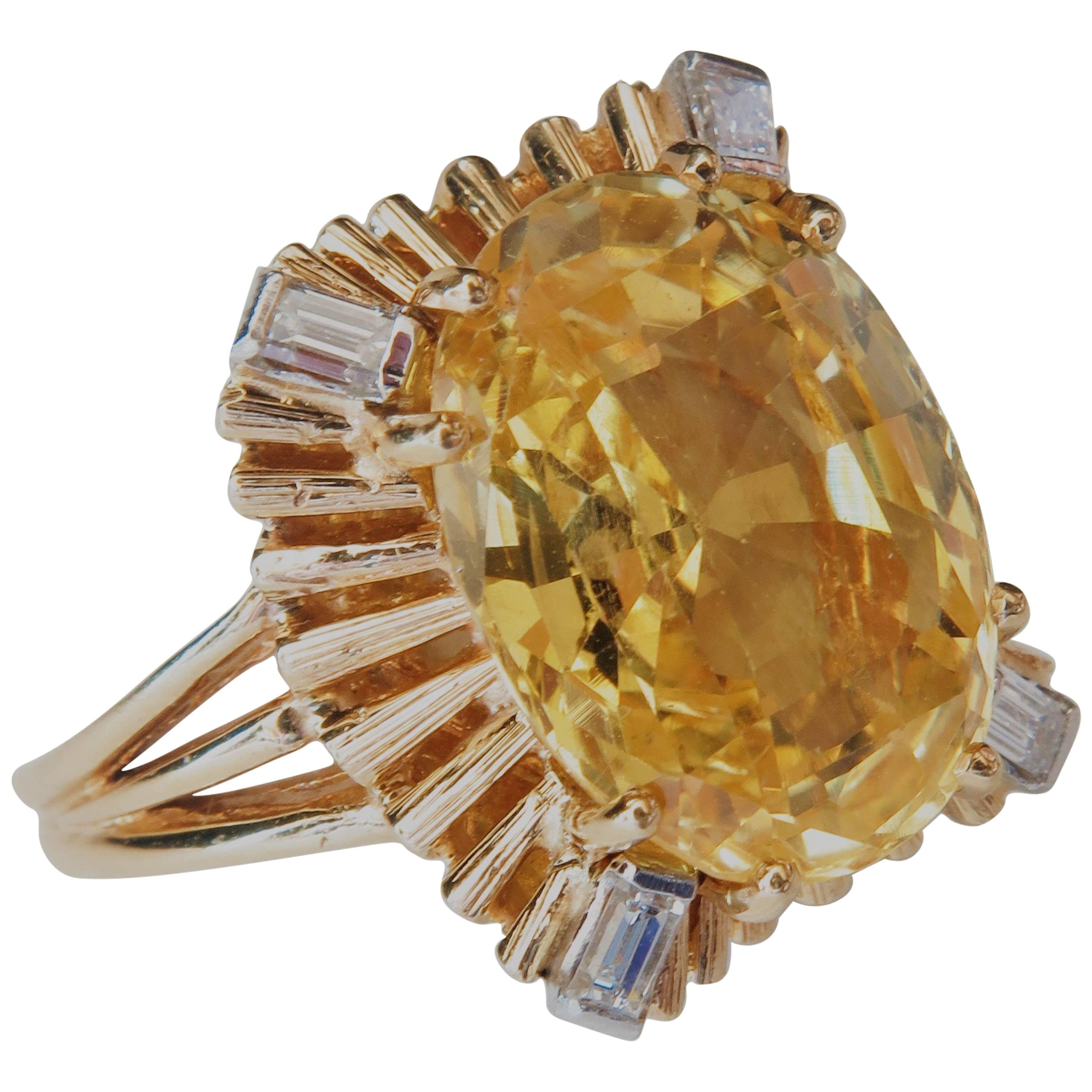 AGL Certified Natural No Heat 10.05 Carat Yellow Sapphire Diamond Gold Ring