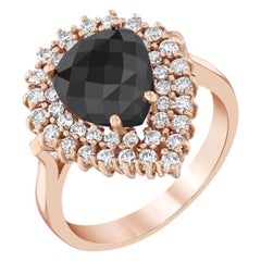 2,99 Karat Schwarzer Diamant 14 Karat Roségold Cocktail-Ring