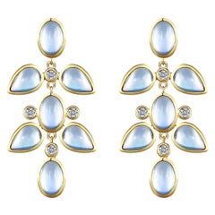 Nina Zhou Rainbow Moonstone Diamond Large Chandelier Drop Earrings