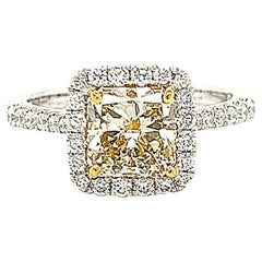 Alexander Beverly Hills Anillo de halo de diamante radiante VS1 amarillo fantasía de 2,34 ct 18k