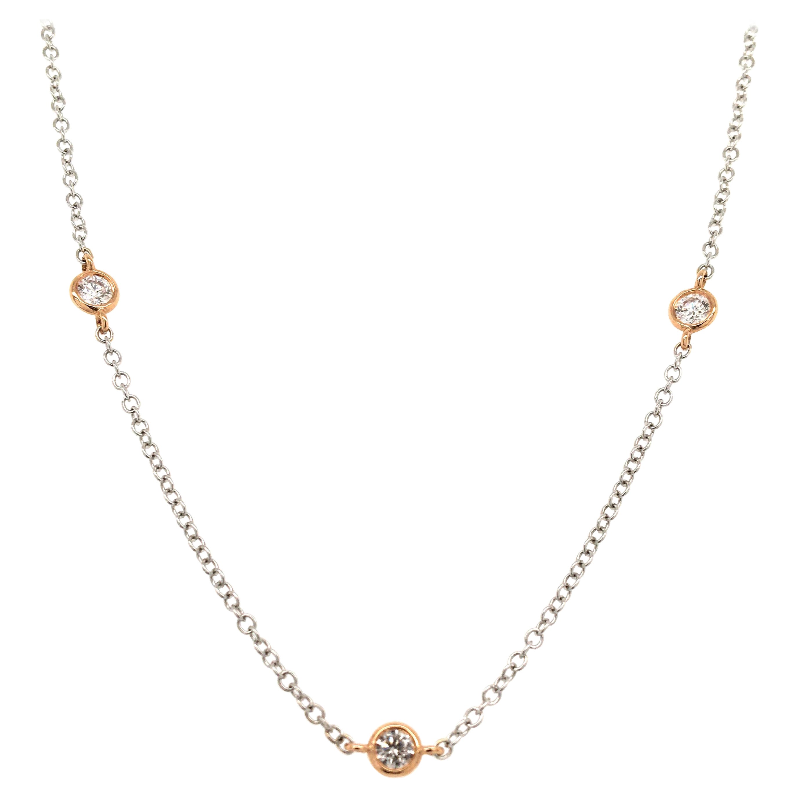 Alexander Beverly Hills 0.83ct Diamonds by the Yard 18k White & Rose Gold 22in