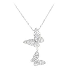 Alexander Beverly Hills 0.77ct Diamond Butterfly Pendant Necklace 18k White Gold