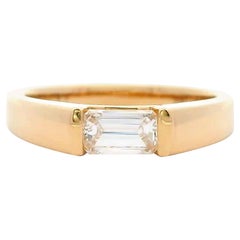 Alexander Beverly Hills GIA Anillo de diamantes talla esmeralda de 0,55 ct Oro amarillo de 18k
