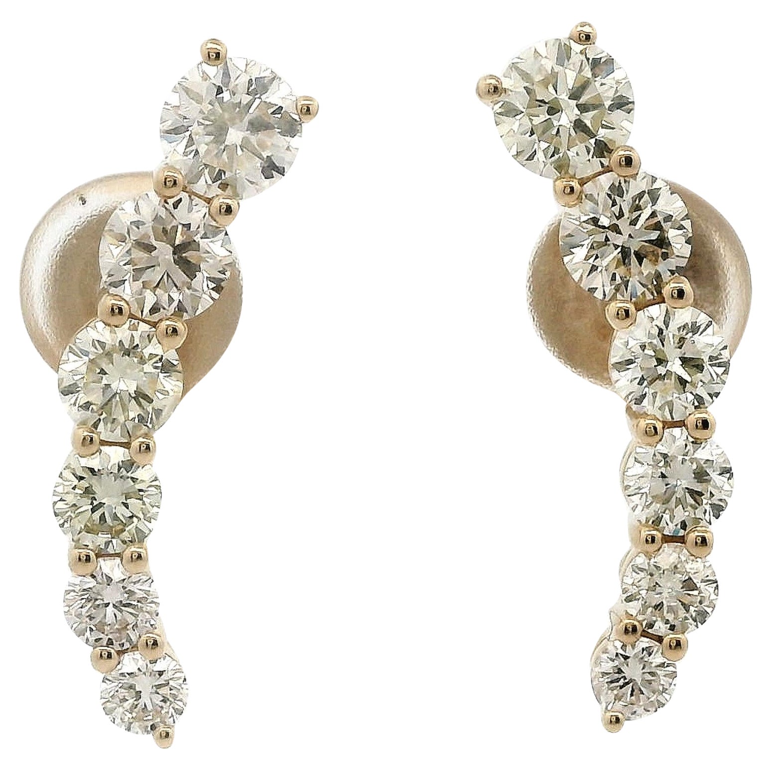 Alexander Beverly Hills 2.77ct Curve Diamond Stud Earrings 18k Yellow Gold