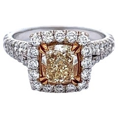 Alexander Beverly Hills 2.58ctt Fancy Intense Yellow Cushion Diamond Ring 18k