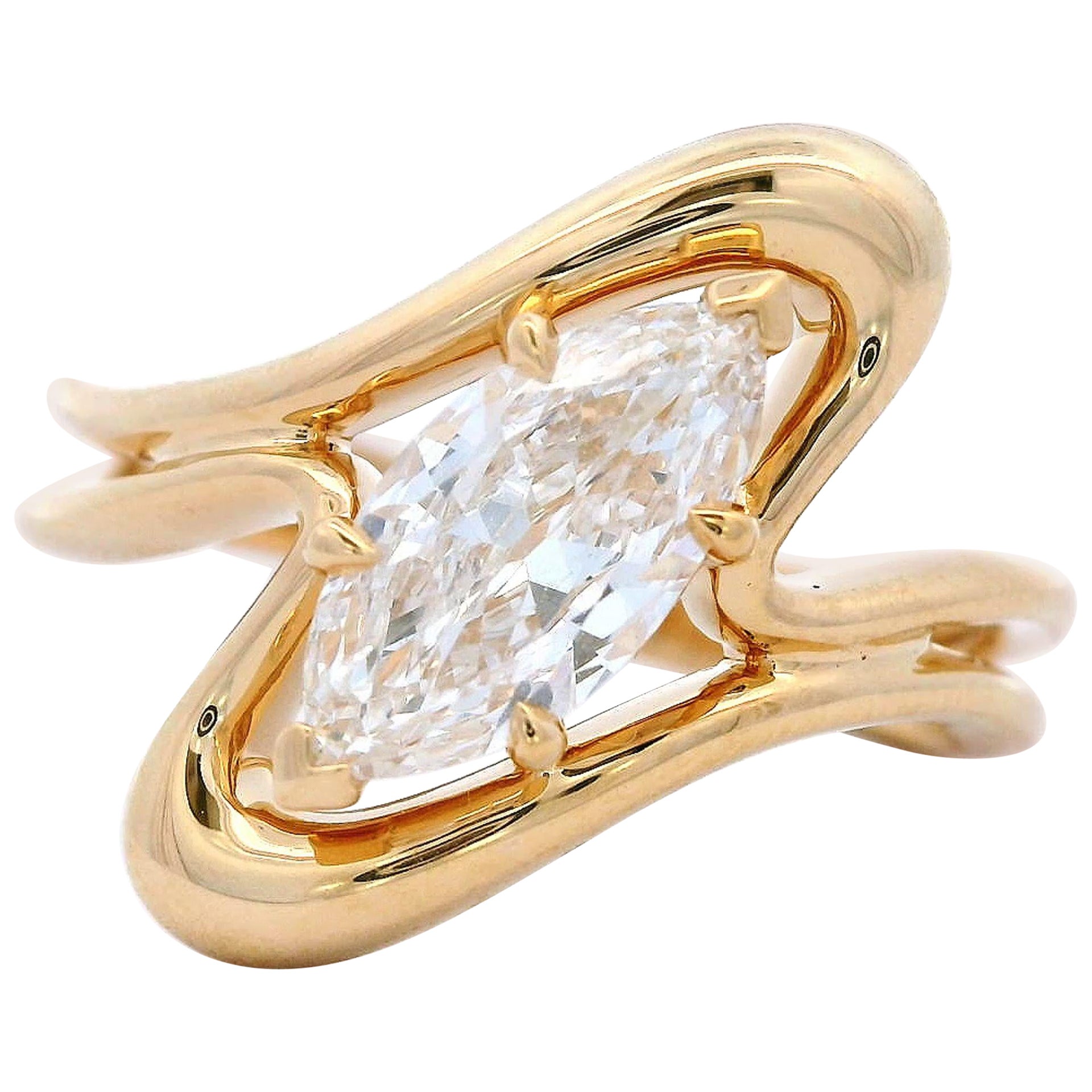 Alexander Beverly Hills GIA 0.73ct Marquise Diamond Abstract Ring 18k ...