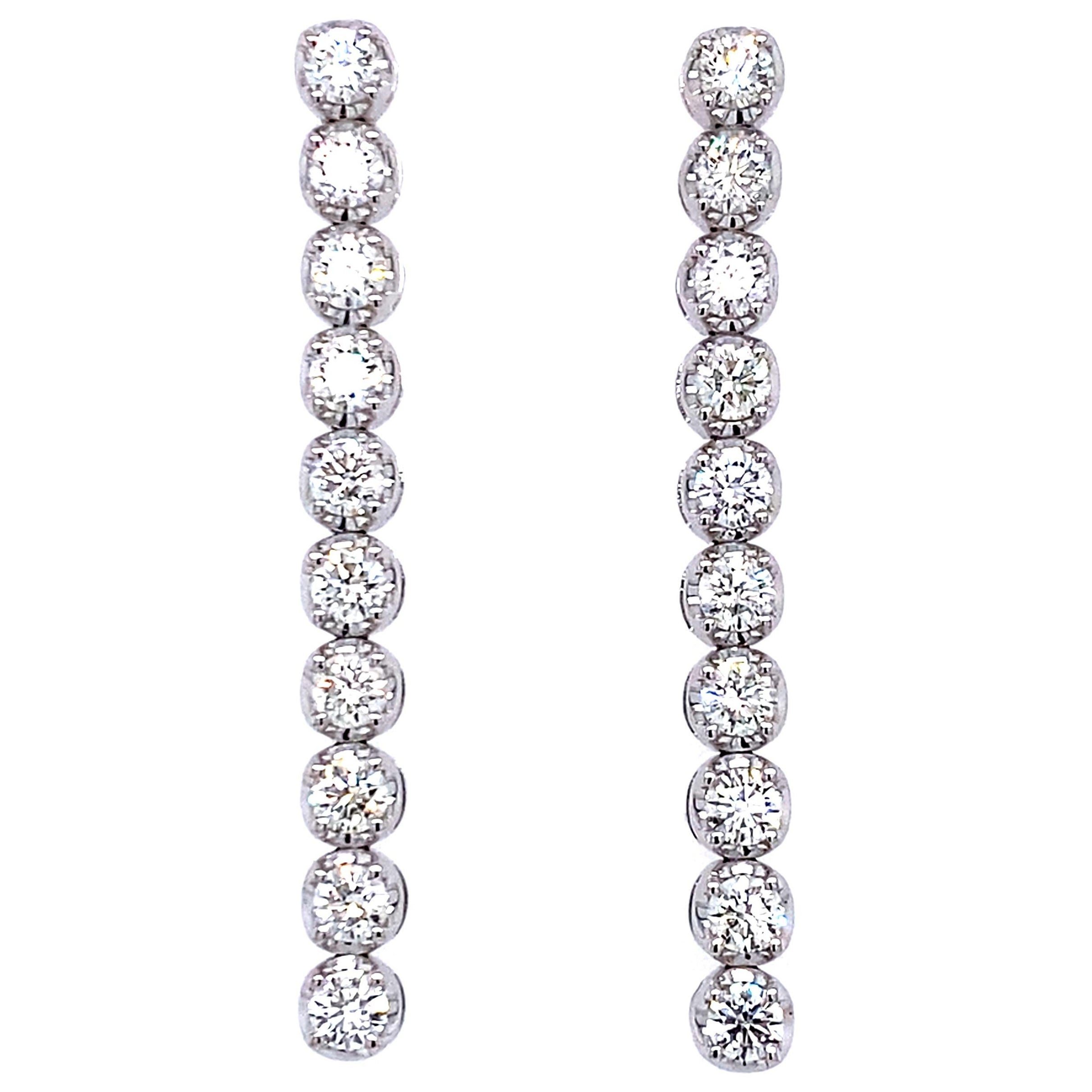 1.80ct Diamond Dangle Earrings 18k White Gold