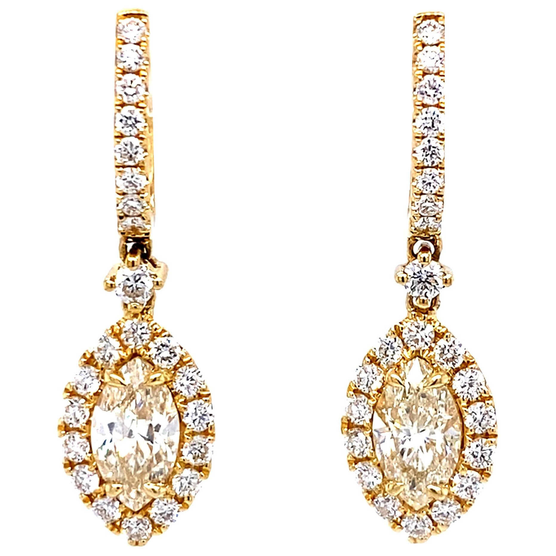 Alexander Beverly Hills EGL 3.00ctt Diamond Drop Earrings 18k Yellow Gold