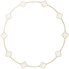 Vintage Van Cleef & Arpels Alhambra Necklace 10 Motifs Mother of Pearl