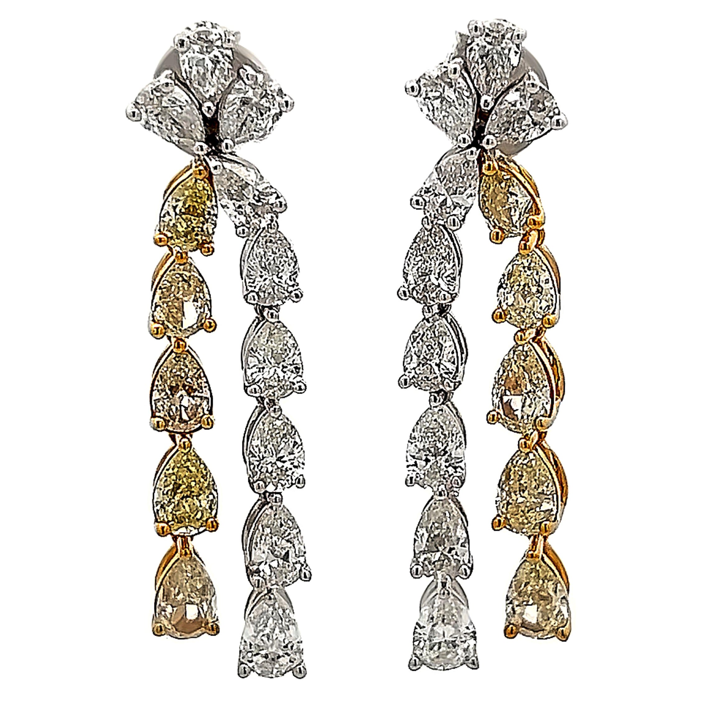 Alexander Beverly Hills 8.43ct Fancy Yellow & White Diamond Drop Earrings 18k
