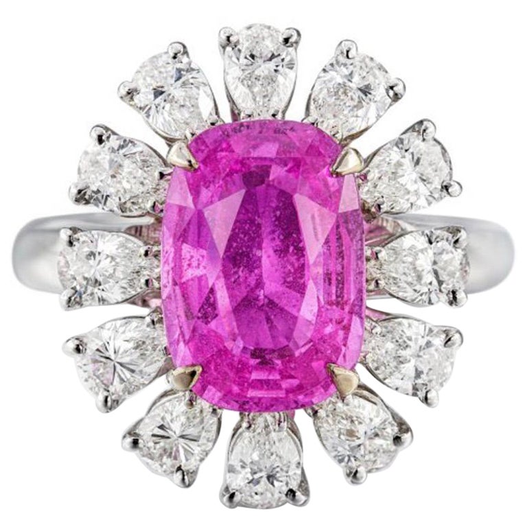 Emilio Jewelry Ring, zertifizierter unbehandelter 5,90 Karat rosa Saphirring