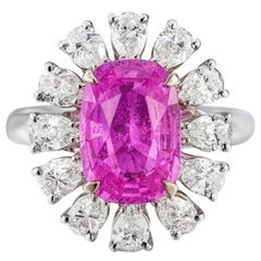 Emilio Jewelry Ring, zertifizierter unbehandelter 5,90 Karat rosa Saphirring