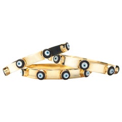 Clarissa Bronfman 'Dino' Evil Eye Silber 14k Gold Ebenholz Diamant-Medaillon