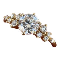 Anello rotondo di moissanite Anello nuziale in argento 925 per lei Regalo unico.