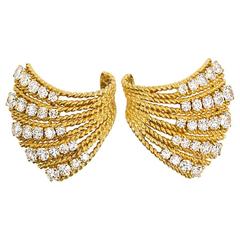 1950s Van Cleef & Arpels Diamond Gold Earrings 10