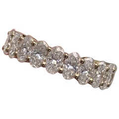 Moissanite Oval Eternity Ring 925 Sterling Silver Half Eternity Ring For Her.