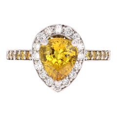 3.29 Karat Gelber Saphir Diamant Weißgold Verlobungsring
