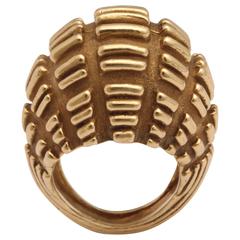 Modernist Bombe Yellow Gold Ring 11