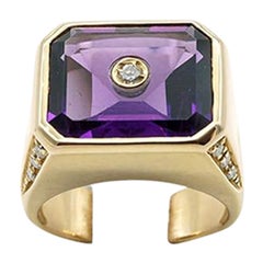 18 Kt Rose Gold, Diamonds and Amethyst Chevalier Ring