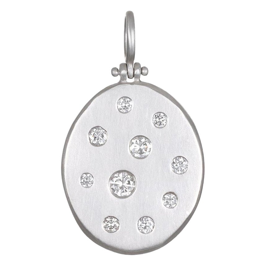 Faye Kim Platin-Diamant-Anhänger mit Scharnier für Hundemarke