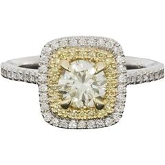Fancy Canary Yellow Round Diamond Double Halo Engagement Ring 5