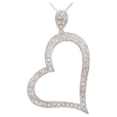 Platinum Diamond Heart Pendant Necklace