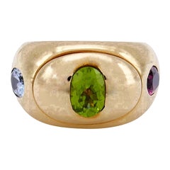 Vintage Christian Dior Multi Gem Gold Band Ring