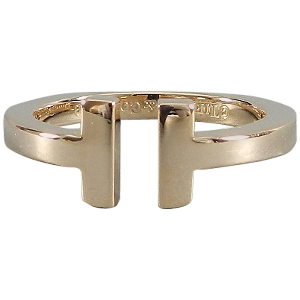 Tiffany and Co Rose Gold T Square Ring - size 7.5
