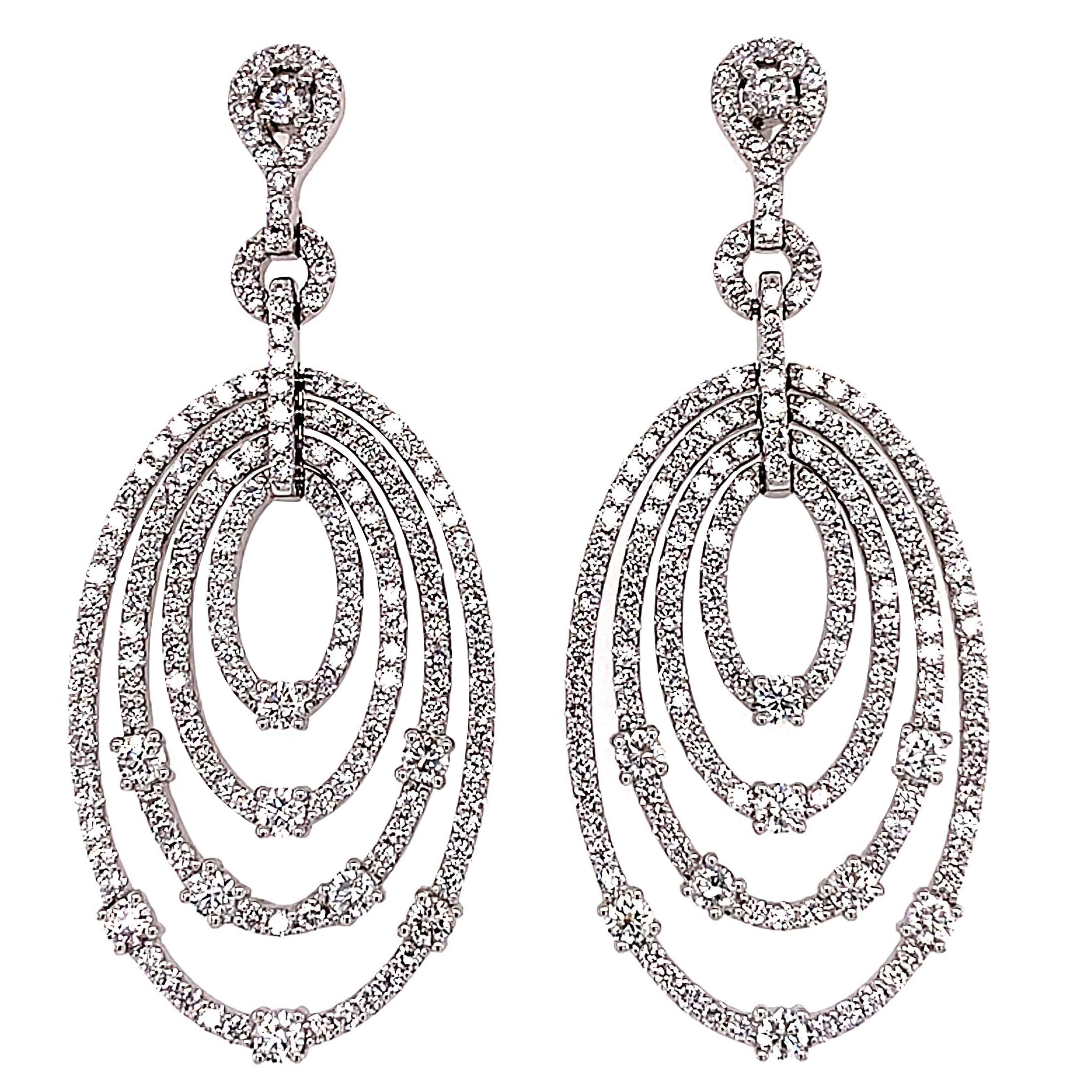 Alexander Beverly Hills 3.71ct Diamond Chandelier Rain Drop Earrings White Gold