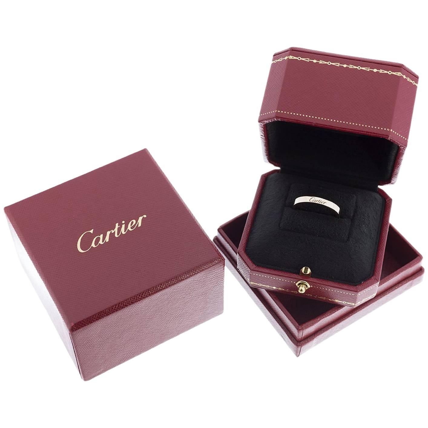 Cartier 18 Karat Pink Gold 3mm Signature Engraved Wedding Band Ring With Box