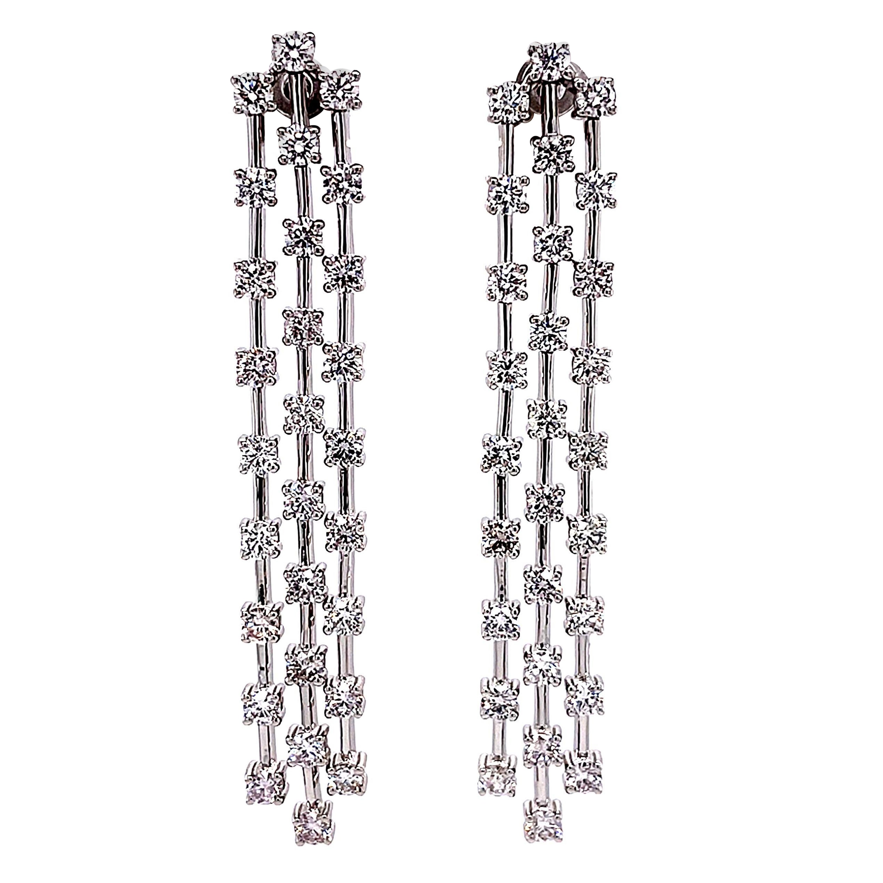 Alexander Beverly Hills 3.71ct Diamond Chandelier Rain Drop Earrings White Gold