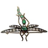Emerald and Diamond Dragon Fly Pin