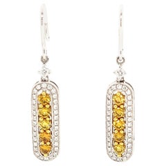 1.14ct Yellow Diamond Drop Earrings 18k Two Tone