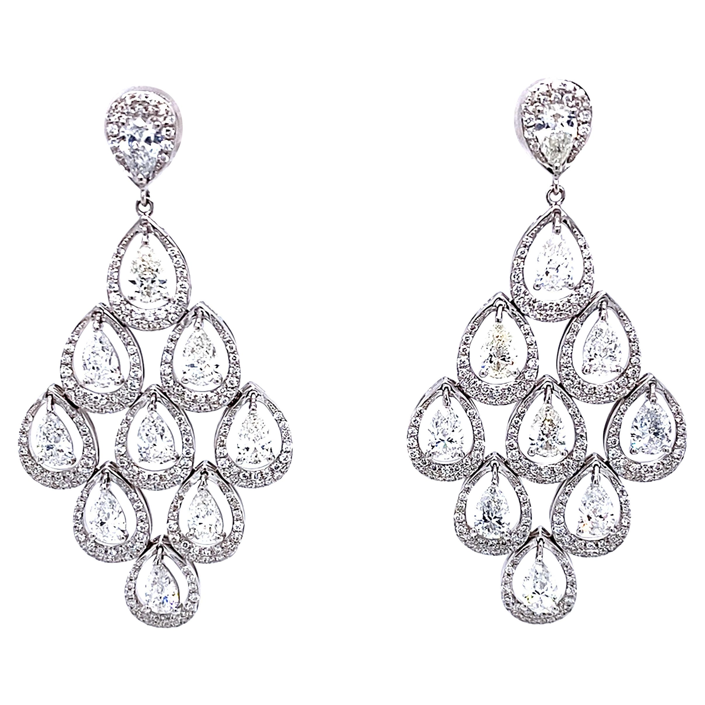 Alexander Beverly Hills 6.28ct Pear Diamond Chandelier Earrings 18k White Gold