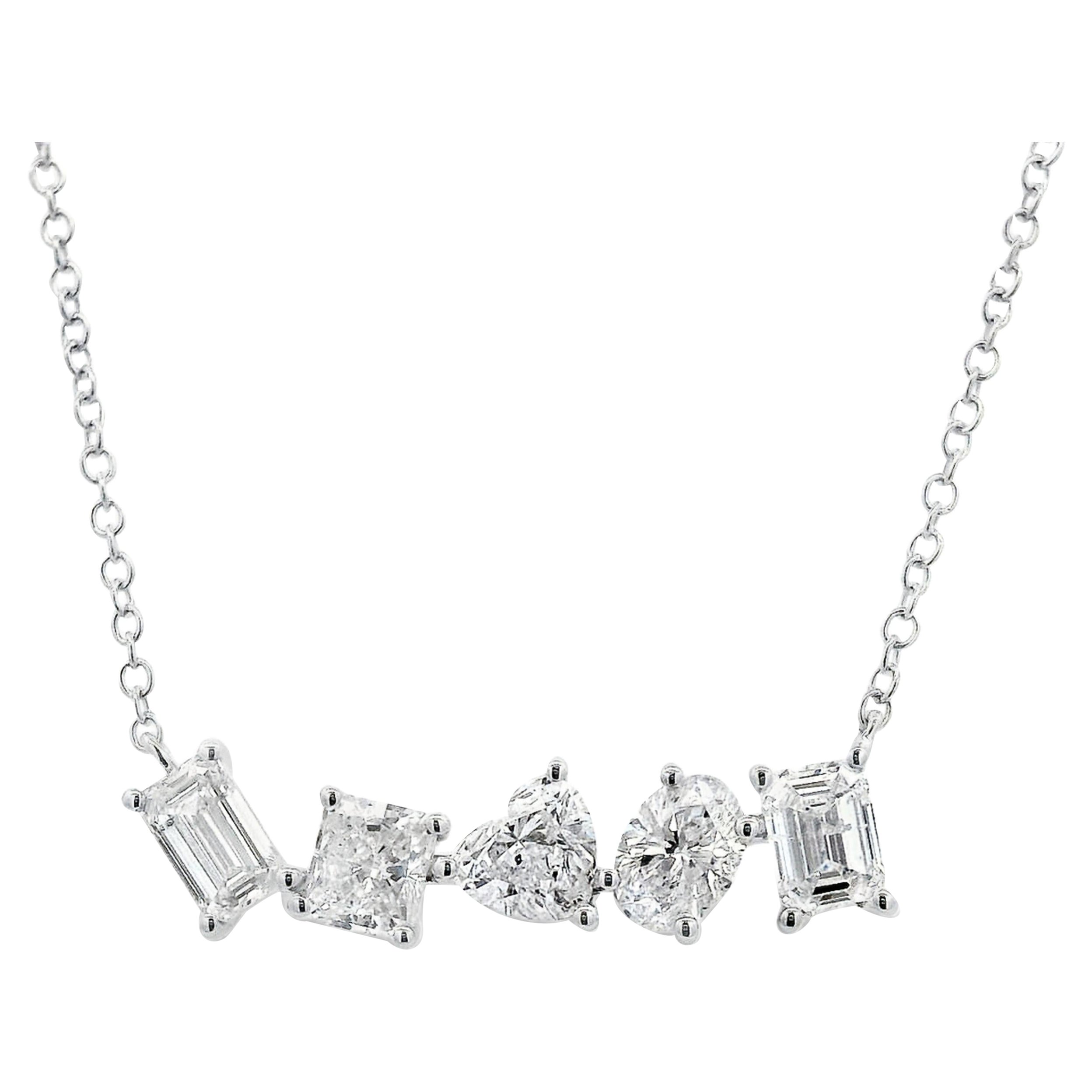 Alexander Beverly Hills 2.06ct Mixed Diamond Pendant Necklace 18k White Gold