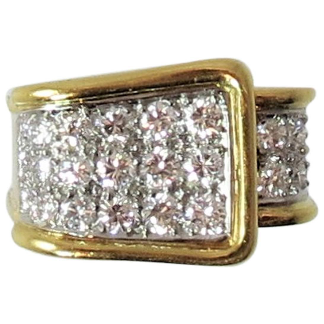 Montreaux Diamond   Yellow Gold Platinum Buckle Ring