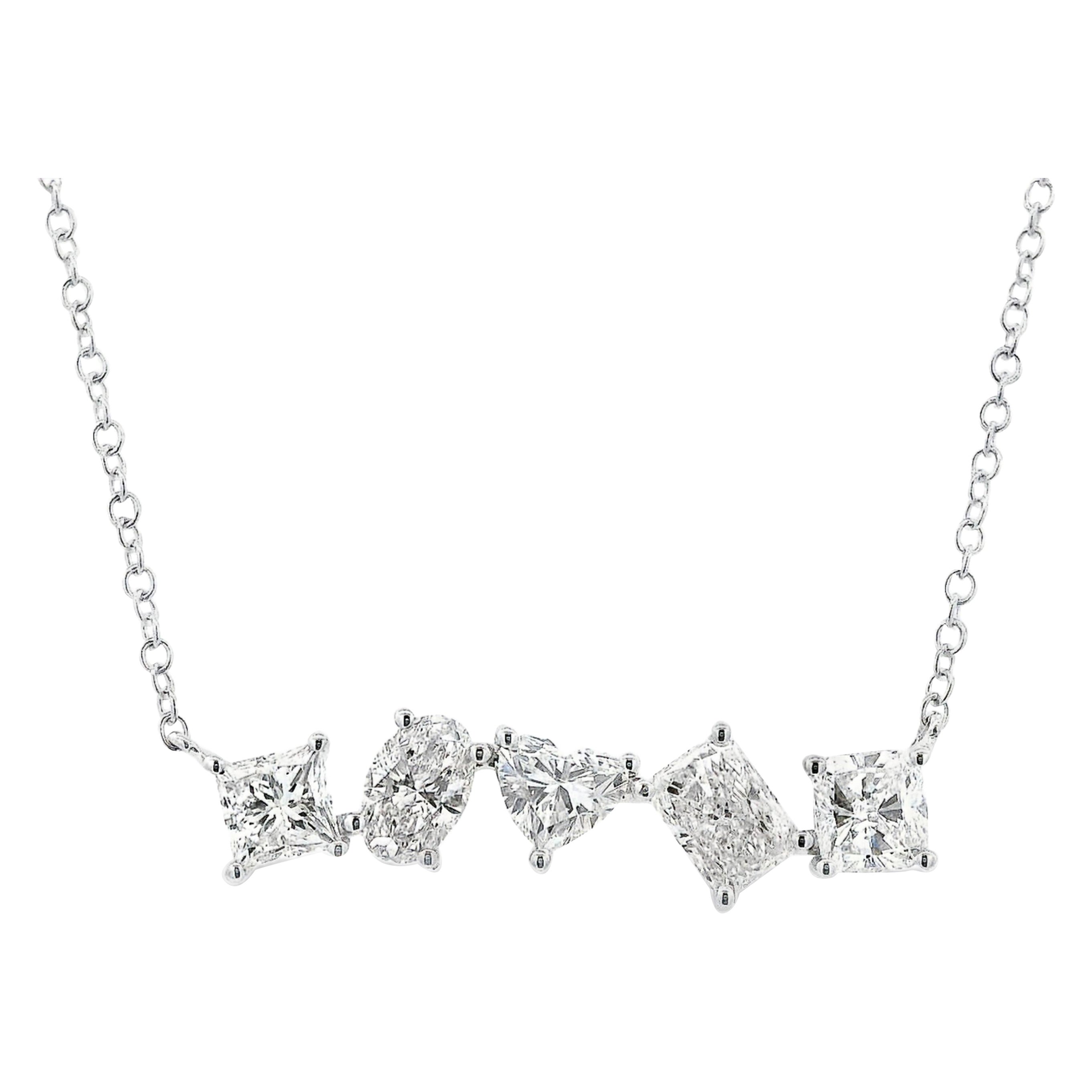 Alexander Beverly Hills 2.00ct Mixed Diamond Pendant Necklace 18k White Gold