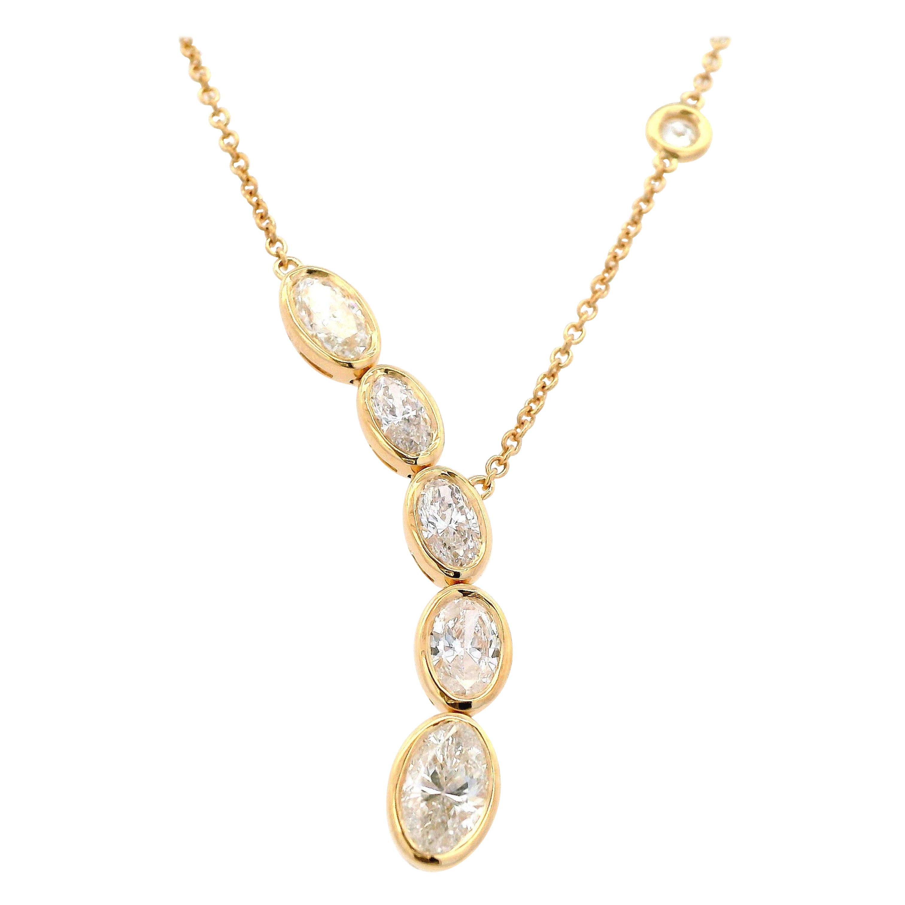 Alexander Beverly Hills 2.14ct Oval Diamond Pendant Necklace 18k Yellow Gold